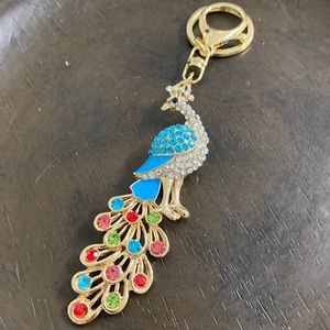 Rhinestone Peacock Keychain/purse charm